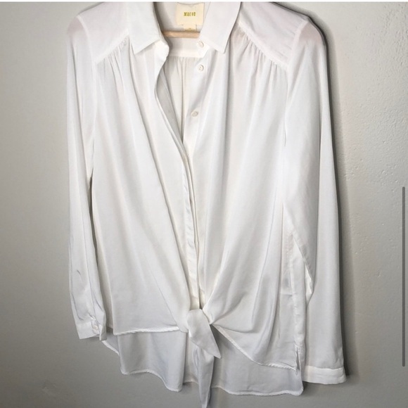 MAEVE White Women's Tie-Front Blouse - Picture 5 of 6